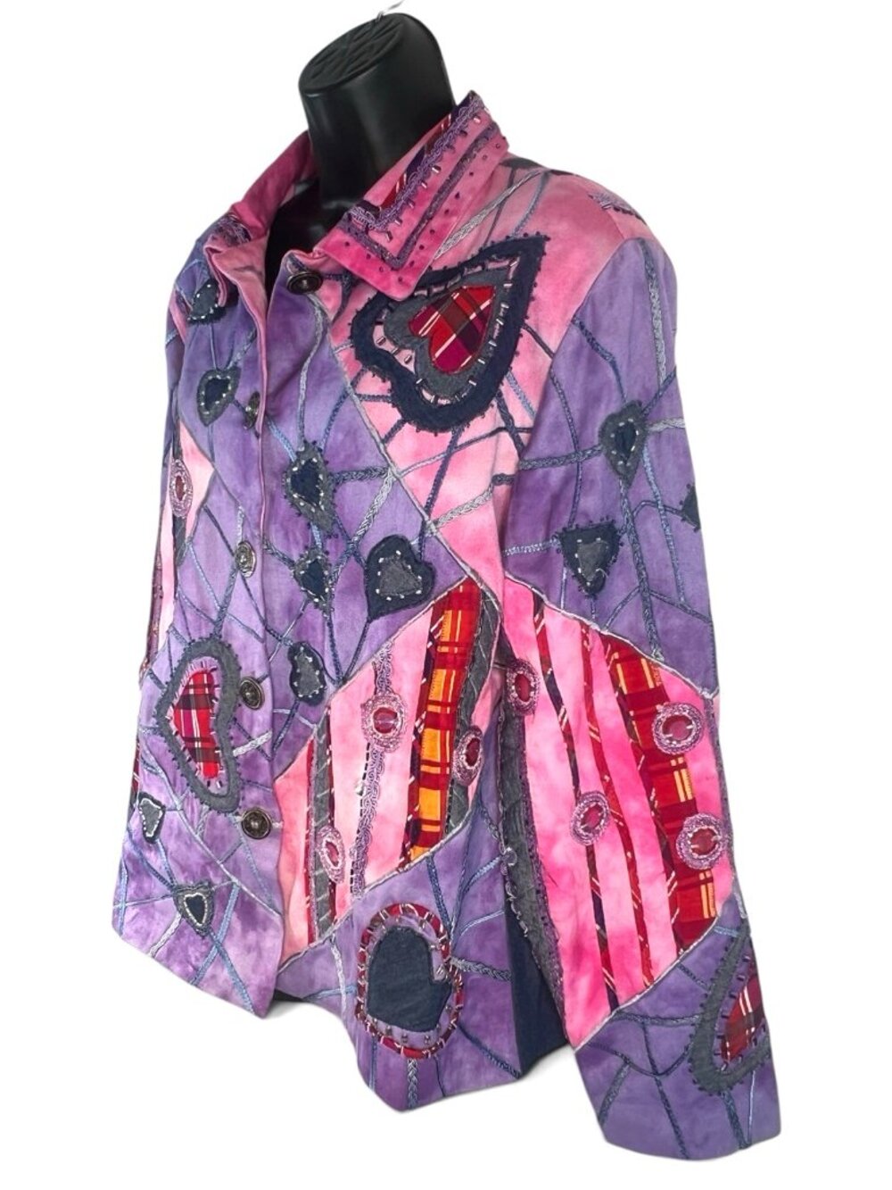 vtg Drapers & Damons Art to Wear Jacket Embroidered Patchwork Bright L - Picture 3 of 7